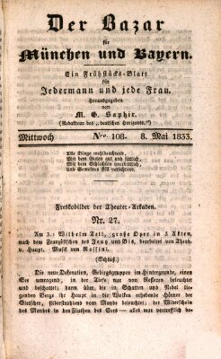Der Bazar für München und Bayern Mittwoch 8. Mai 1833