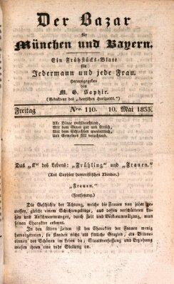 Der Bazar für München und Bayern Freitag 10. Mai 1833