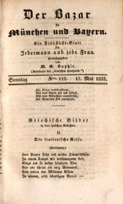 Der Bazar für München und Bayern Sonntag 12. Mai 1833