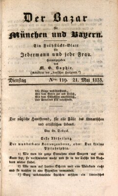 Der Bazar für München und Bayern Dienstag 21. Mai 1833