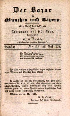 Der Bazar für München und Bayern Samstag 25. Mai 1833