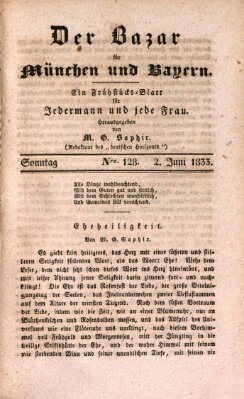 Der Bazar für München und Bayern Sonntag 2. Juni 1833