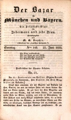 Der Bazar für München und Bayern Sonntag 23. Juni 1833