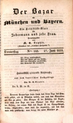 Der Bazar für München und Bayern Donnerstag 27. Juni 1833