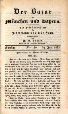 Der Bazar für München und Bayern Samstag 29. Juni 1833