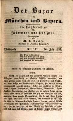 Der Bazar für München und Bayern Mittwoch 24. Juli 1833