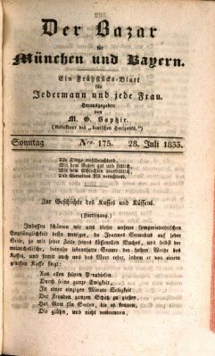 Der Bazar für München und Bayern Sonntag 28. Juli 1833