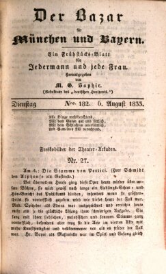 Der Bazar für München und Bayern Dienstag 6. August 1833