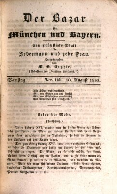 Der Bazar für München und Bayern Samstag 10. August 1833