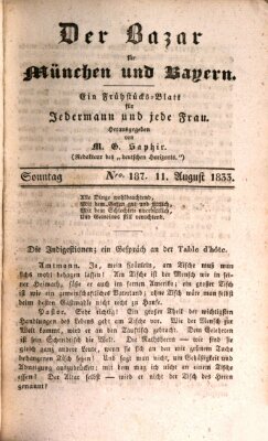 Der Bazar für München und Bayern Sonntag 11. August 1833