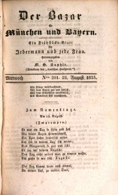 Der Bazar für München und Bayern Mittwoch 28. August 1833