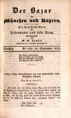 Der Bazar für München und Bayern Dienstag 24. September 1833