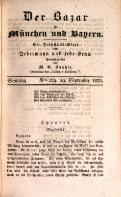 Der Bazar für München und Bayern Sonntag 29. September 1833