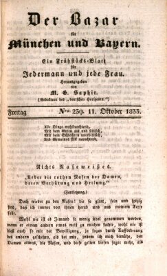 Der Bazar für München und Bayern Freitag 11. Oktober 1833