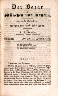 Der Bazar für München und Bayern Mittwoch 23. Oktober 1833