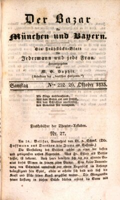 Der Bazar für München und Bayern Samstag 26. Oktober 1833