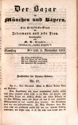 Der Bazar für München und Bayern Samstag 2. November 1833