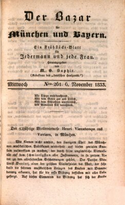 Der Bazar für München und Bayern Mittwoch 6. November 1833