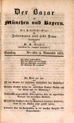 Der Bazar für München und Bayern Samstag 9. November 1833