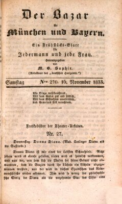 Der Bazar für München und Bayern Samstag 16. November 1833