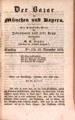 Der Bazar für München und Bayern Samstag 23. November 1833