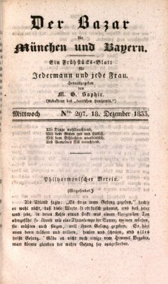 Der Bazar für München und Bayern Mittwoch 18. Dezember 1833