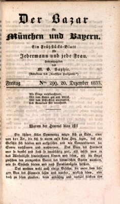 Der Bazar für München und Bayern Freitag 20. Dezember 1833