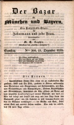 Der Bazar für München und Bayern Samstag 21. Dezember 1833