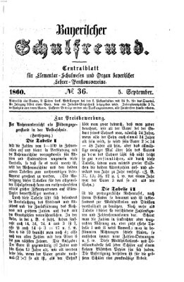 Bayerischer Schulfreund Mittwoch 5. September 1860