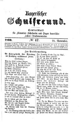 Bayerischer Schulfreund Mittwoch 21. November 1860