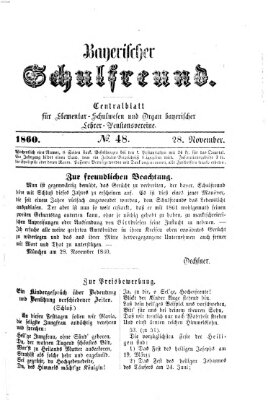 Bayerischer Schulfreund Mittwoch 28. November 1860