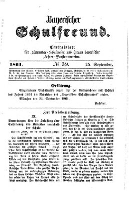 Bayerischer Schulfreund Mittwoch 25. September 1861