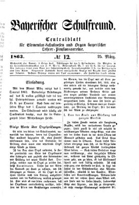 Bayerischer Schulfreund Mittwoch 25. März 1863