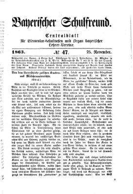 Bayerischer Schulfreund Mittwoch 25. November 1863