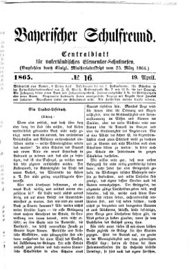 Bayerischer Schulfreund Mittwoch 19. April 1865