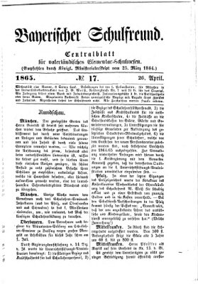 Bayerischer Schulfreund Mittwoch 26. April 1865