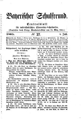 Bayerischer Schulfreund Mittwoch 5. Juli 1865