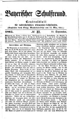 Bayerischer Schulfreund Mittwoch 13. September 1865