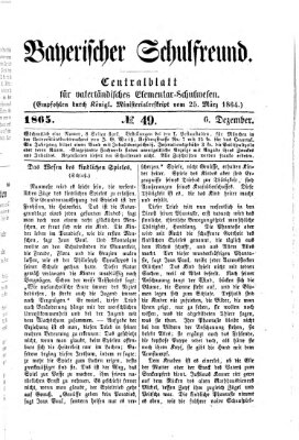 Bayerischer Schulfreund Mittwoch 6. Dezember 1865