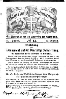 Bayerische Schulzeitung Donnerstag 25. Dezember 1856