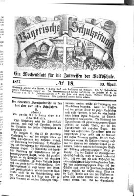 Bayerische Schulzeitung Donnerstag 30. April 1857