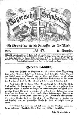 Bayerische Schulzeitung Donnerstag 21. November 1861