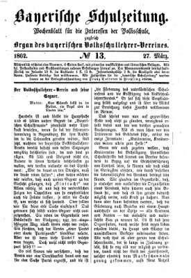 Bayerische Schulzeitung Donnerstag 27. März 1862