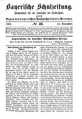 Bayerische Schulzeitung Donnerstag 13. November 1862