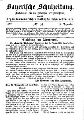 Bayerische Schulzeitung Donnerstag 18. Dezember 1862