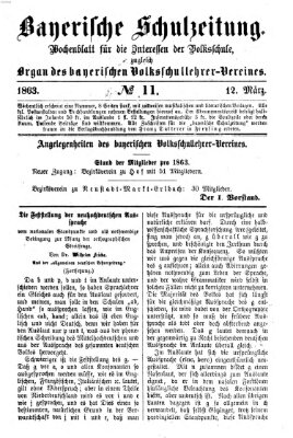 Bayerische Schulzeitung Donnerstag 12. März 1863