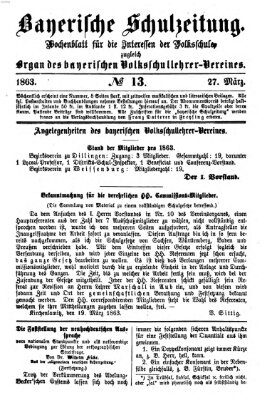 Bayerische Schulzeitung Freitag 27. März 1863