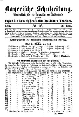 Bayerische Schulzeitung Donnerstag 30. April 1863