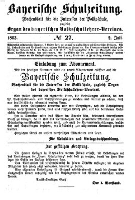 Bayerische Schulzeitung Donnerstag 2. Juli 1863