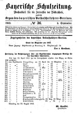 Bayerische Schulzeitung Donnerstag 3. September 1863